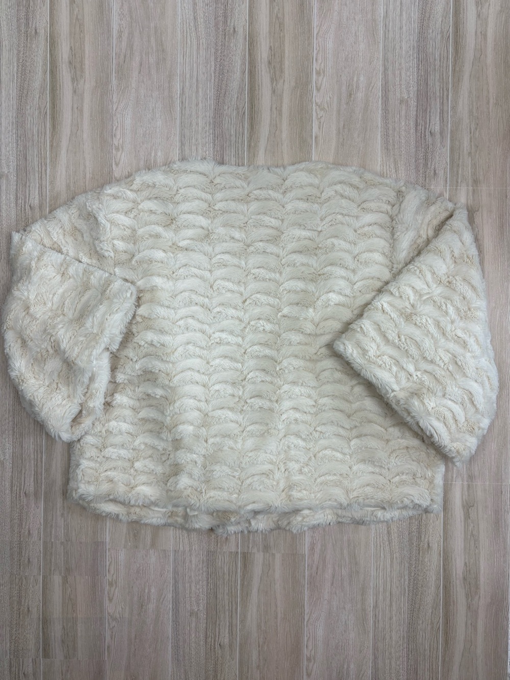 Ronni Nicole Cream Faux Fur Open-Front Teddy Jacket Small Mob Wife Soft Glam - Picture 5 of 7